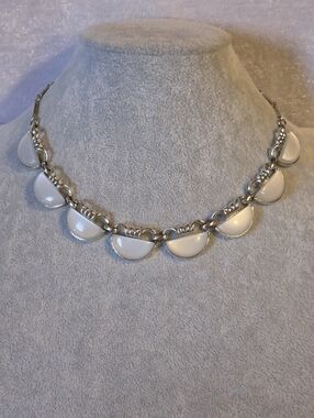 Vintage 50s Coro White Lucite "Moon Glow" Choker Necklace